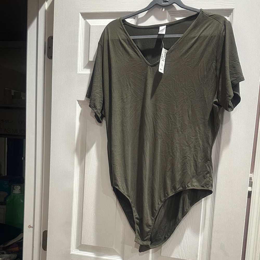 Avenue Dark Green V-Neck Bodysuit